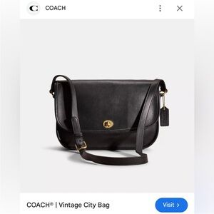 VINTAGE COACH City Bag No. 9790 Black Glove Leather Adjustable Strap